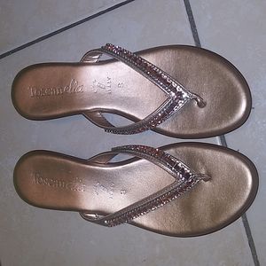 Rosegold toscanella rhinestone thong sandals
